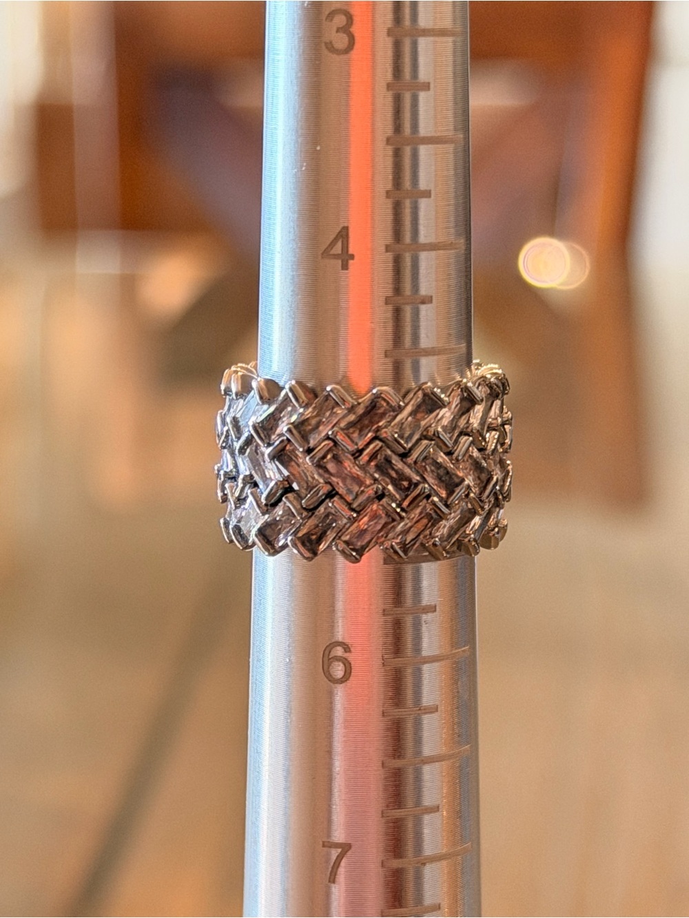 Bomb Party NWT! Woven Mesh Style Hematite Ring on Diamond CZ - Size 5